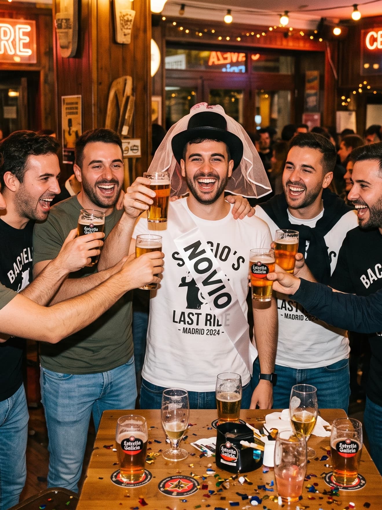 A stag party at a bar