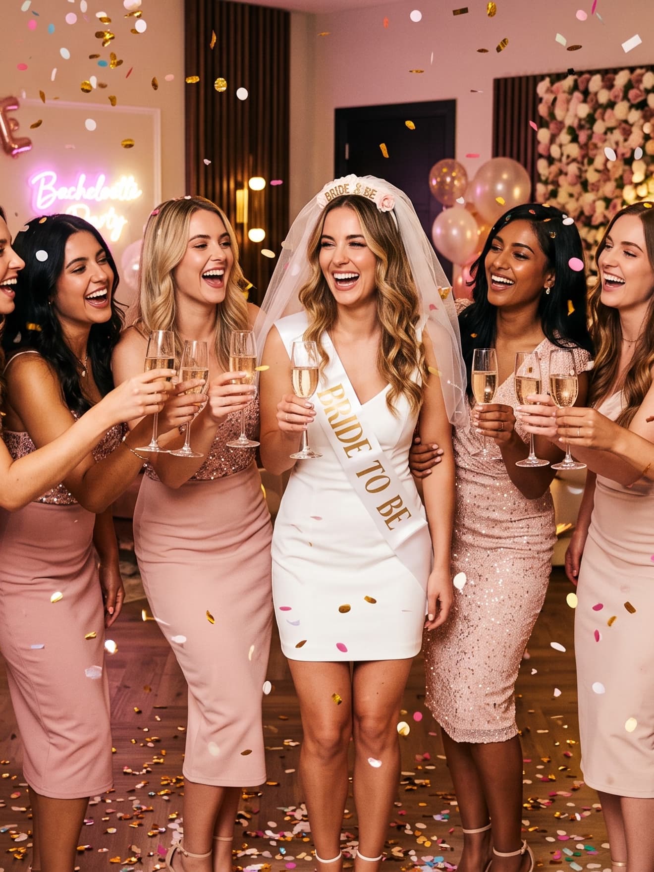 A hen party with confetti